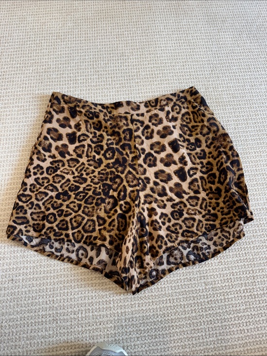 Pants - Leopard Print Women’s Shorts - Brown